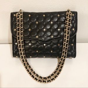 Rebecca Minkoff Black Leather Bag W/Gold Studs